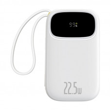 Зовнішній акумулятор Baseus EnerFill FC31 Digital Display Power Bank with 2 Built-in Cables 20000mAh 22.5W Moon White (P10082107213-00)