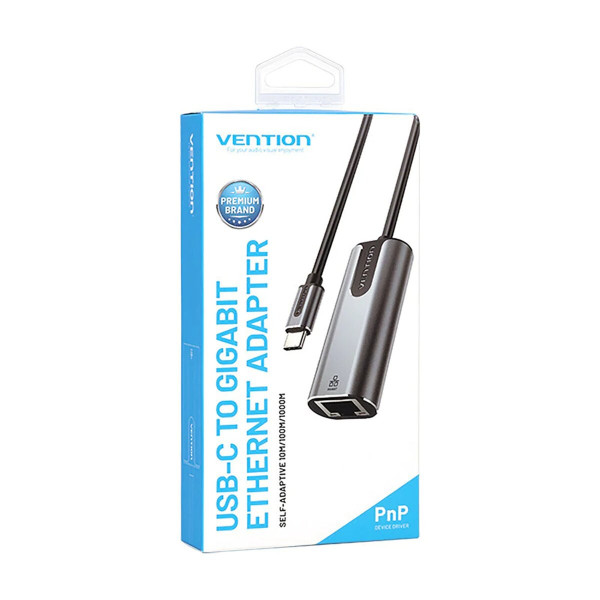 Адаптер Vention USB-C to Gigabit Ethernet Adapter 0.15M Gray Aluminum Alloy Type (CFNHB)