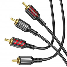 Аудіокабель BOROFONE BL13 2RCA red and білий double lotus audio cable Чорний
