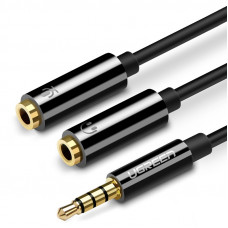 Аудіокабель UGREEN AV141 3.5mm male to 2 3.5mm female, 0,2m Black (UGR-30619)