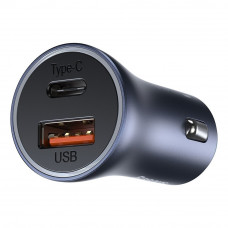 Автомобільний зарядний пристрій Baseus Golden Contactor Pro Dual Car Charger U+C 40W (With Cable Type-C/ iP 1m) Dark Grey (TZCCJD-B0G)