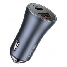 Автомобільний зарядний пристрій Baseus Golden Contactor Pro Dual Car Charger U+C 40W (With Cable Type-C/ iP 1m) Dark Grey (TZCCJD-B0G)