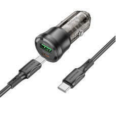Автомобільний зарядний пристрій BOROFONE BZ25 Journey PD38W(1C1A) car charger Transparent Black (6941991106989)
