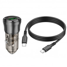 Автомобільний зарядний пристрій BOROFONE BZ25 Journey PD38W(1C1A) car charger Transparent Black (6941991106989)