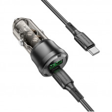 Автомобільний зарядний пристрій BOROFONE BZ25 Journey PD38W(1C1A) car charger Transparent Black (6941991106989)