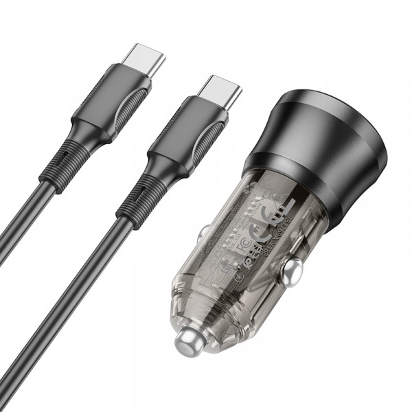 Автомобільний зарядний пристрій BOROFONE BZ25 Journey PD38W(1C1A) car charger Transparent Black (6941991106989)