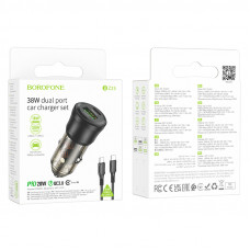 Автомобільний зарядний пристрій BOROFONE BZ25 Journey PD38W(1C1A) car charger Transparent Black (6941991106989)