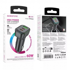 Автомобільний зарядний пристрій BOROFONE BZ28C Trophie PD60W(2C1A) car charger Black (6941991110870)