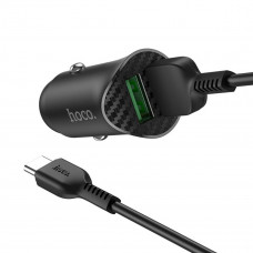 Автомобільний зарядний пристрій HOCO Z39 Farsighted dual port QC3.0 18W set(Type-C) Чорний