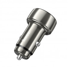 Автомобільний зарядний пристрій HOCO Z50 Leader 48W dual-port PD30W+QC3.0 car charger with digital display Metal Grey (6931474798756)