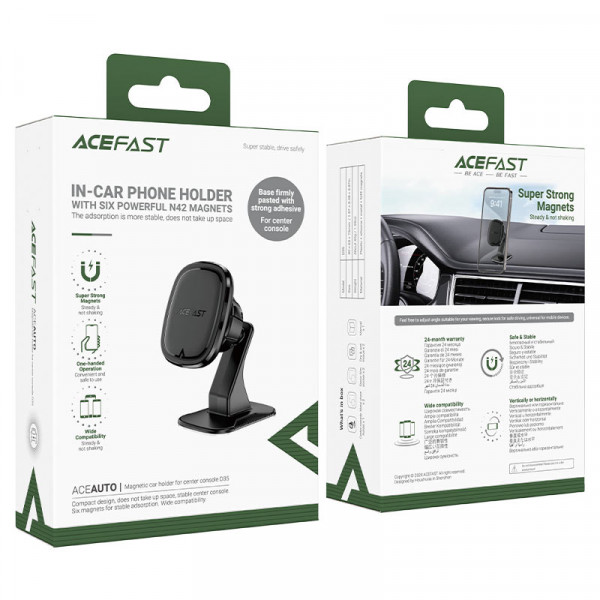 Автотримач для телефона ACEFAST D35 center console magnetic car holder Black (6974316282327)