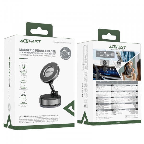 Автотримач для телефона ACEFAST E28 manual suction cup magnetic Phone holder, Metal Gray (6974316284833)