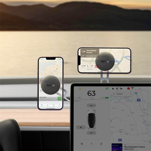 Автотримач для телефона Baseus T-Space Series Folding Metal Car Mount Magnetic Phone Holder Frost Silver