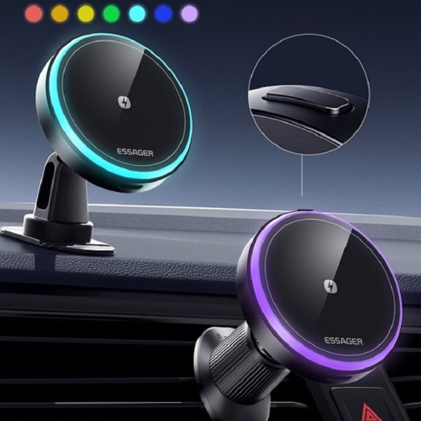 Автотримач для телефона ESSEGER element magnetic wireless charging car holder 15W чорний