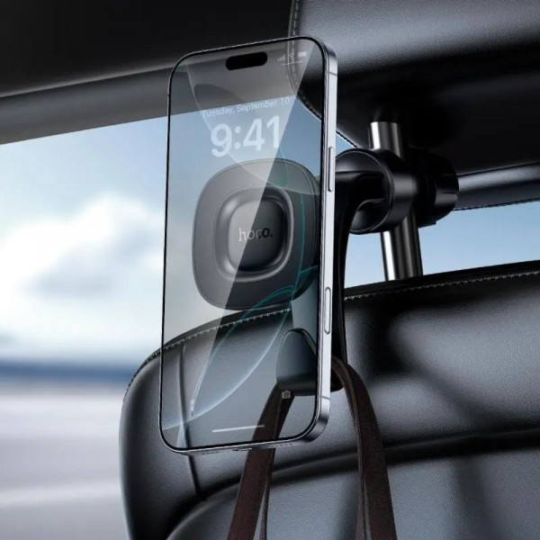 Автотримач для телефона HOCO H99 Crown magnetic car holder(headrest) black metal gray (6942007673624)