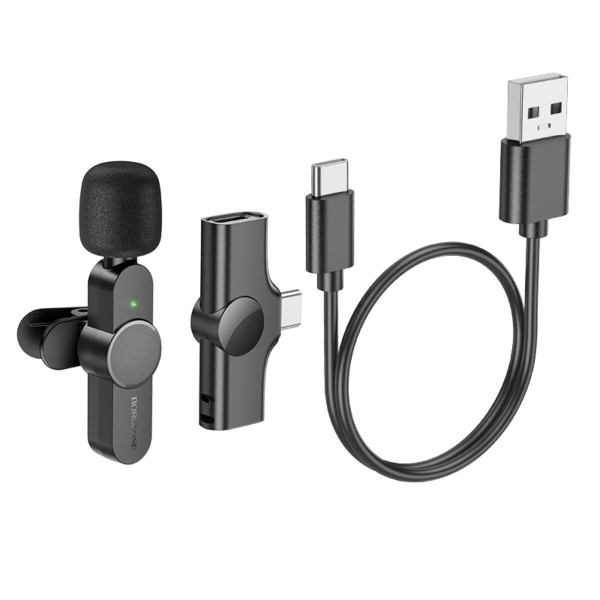 Бездротова мікрофонна система BOROFONE BFK12 Trophy lavalier wireless digital microphone Type-C Чорний