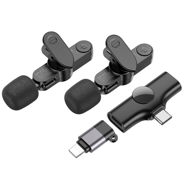 Бездротова мікрофонна система BOROFONE BFK12 Trophy lavalier wireless digital microphone(iP/Type-C) Чорний