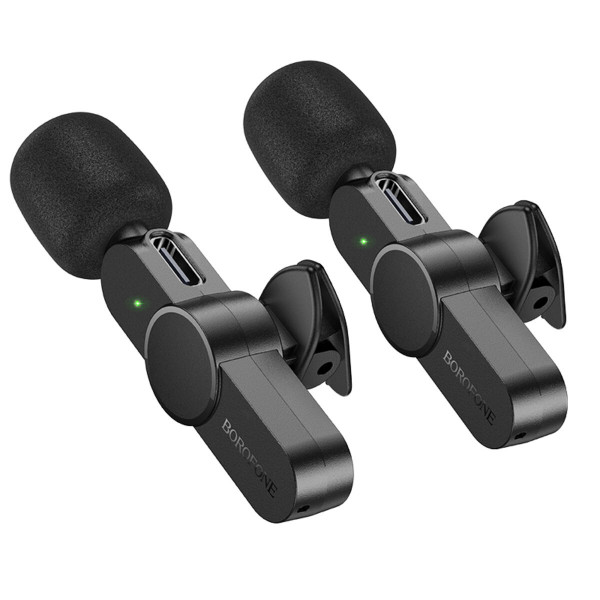 Бездротова мікрофонна система BOROFONE BFK12 Trophy lavalier wireless digital microphone(iP/Type-C) Чорний
