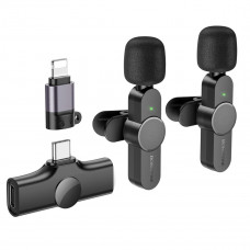 Бездротова мікрофонна система BOROFONE BFK12 Trophy lavalier wireless digital microphone(iP/Type-C) Чорний