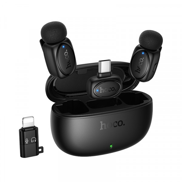 Бездротова мікрофонна система HOCO L19 Graceful wireless microphone(iP/Type-C) Black (6942007655477)