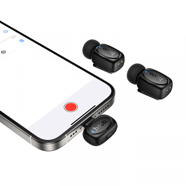 Бездротова мікрофонна система HOCO L19 Graceful wireless microphone(iP/Type-C) Black (6942007655477)