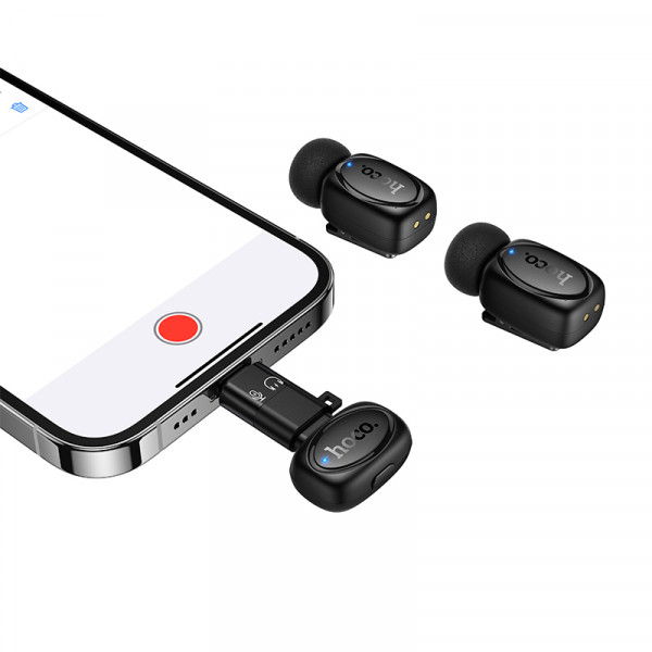Бездротова мікрофонна система HOCO L19 Graceful wireless microphone(iP/Type-C) Black (6942007655477)