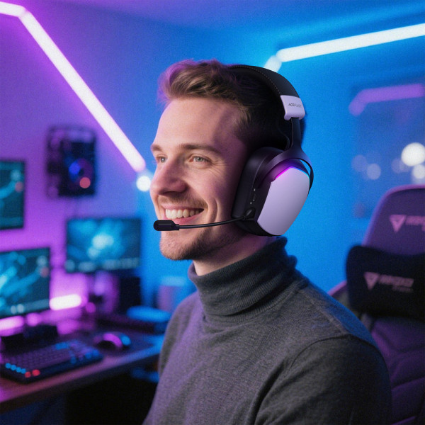 Бездротові накладні навушники ACEFAST H11 gaming wireless headset White (6974316285601)