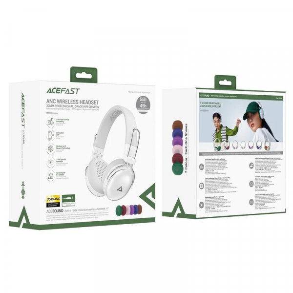 Бездротові навушники ACEFAST H7 active noise reduction wireless headset Pearl white