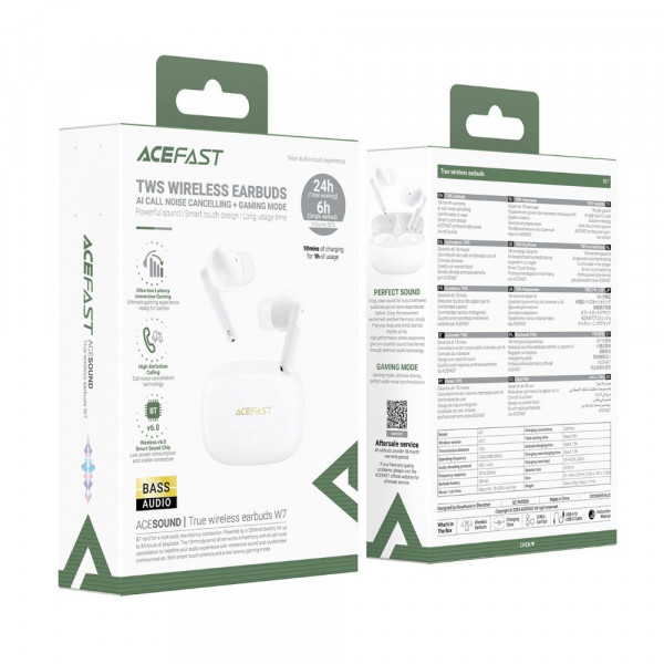 Бездротові навушники ACEFAST W7 true wireless earbuds White (6974316285892)