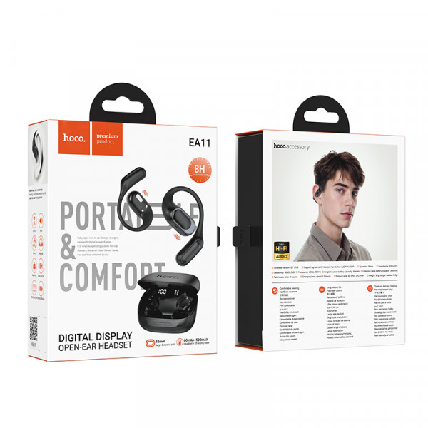 Бездротові навушники HOCO EA11 Honey open true wireless BT headset Black (6942007662680)