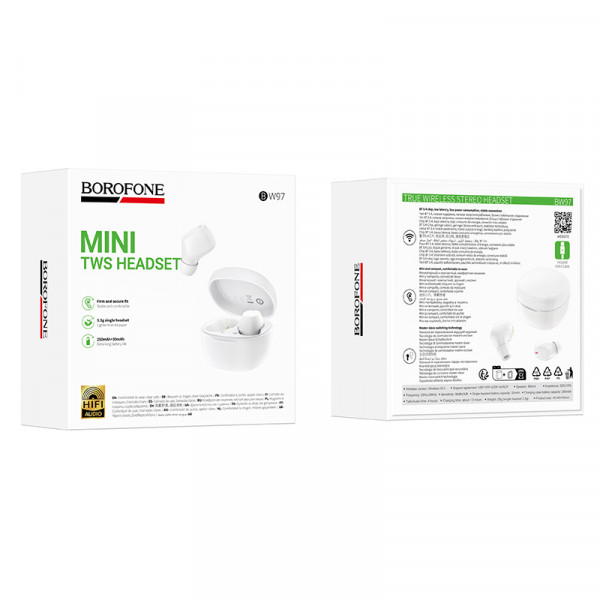 Бездротові навушники TWS BOROFONE BW97 Clear White (6941991125607)
