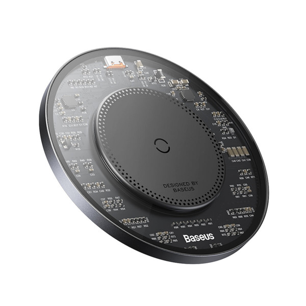 Бездротовий зарядний пристрій Baseus Simple 2 Wireless Charger 15W Cluster Black（Include: Cable Type-C To Type-C 24W 12V/2A 1m Cluster Black)
