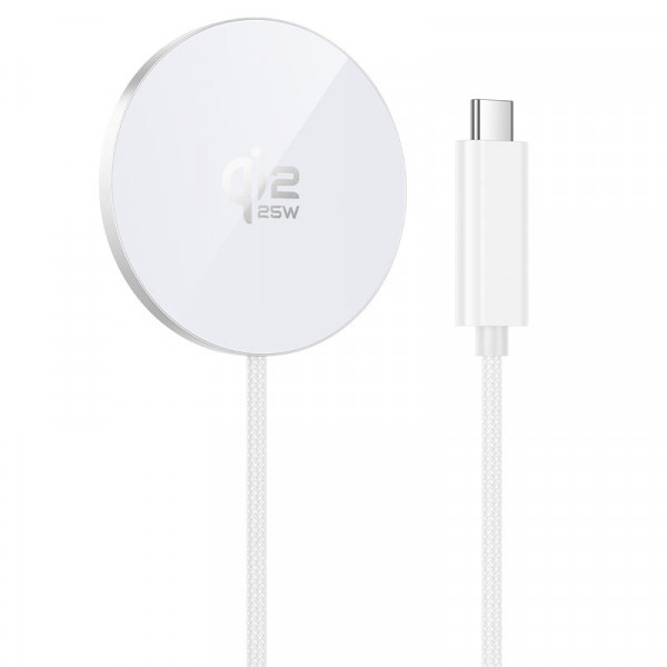 Бездротовий зарядний пристрій HOCO CW63 Pro Fast Qi2.2 magnetic wireless fast charger White (6942007676953)