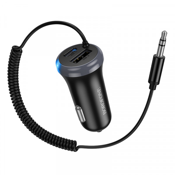 Bluetooth-ресивер BOROFONE BC64 Contento dual-port car BT receiver with built-in cable Black (6941991126567)