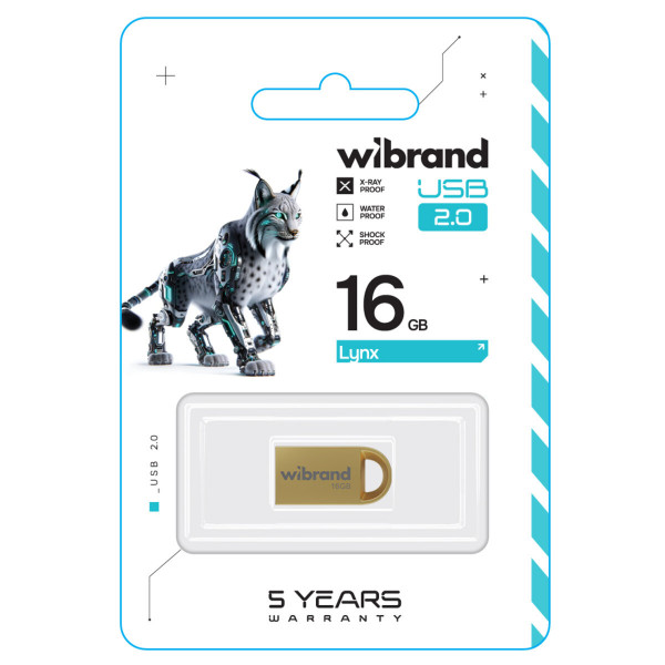 Флеш-накопичувач Wibrand USB 2.0 Lynx 16Gb Gold