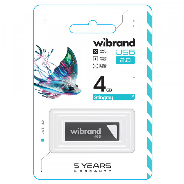 Флеш-накопичувач Wibrand USB 2.0 Stingray 4Gb Grey (WI2.0/ST4U5G)