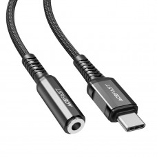 Кабель ACEFAST C1-07 USB-C to 3.5mm aluminum alloy headphones adapter cable Чорний