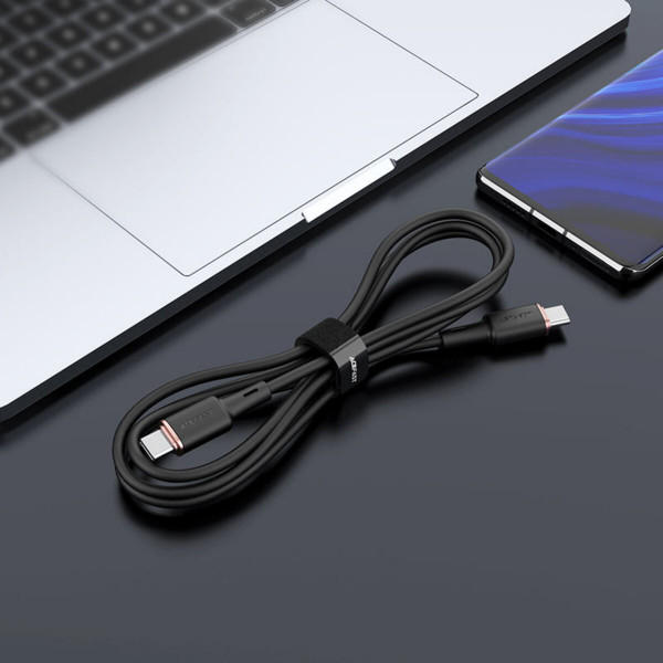 Кабель ACEFAST C2-03 Type-C to Type-C 3A, 60W, 1.2m, silicone, zinc connectors, Чорний