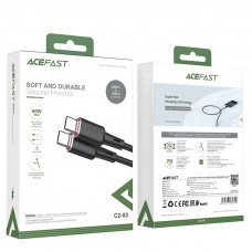 Кабель ACEFAST C2-03 Type-C to Type-C 3A, 60W, 1.2m, silicone, zinc connectors, Чорний