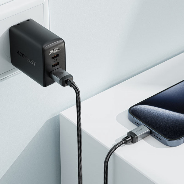 Кабель ACEFAST C20-04 USB-A to USB-C aluminum alloy charging data cable Black (6974316283782)