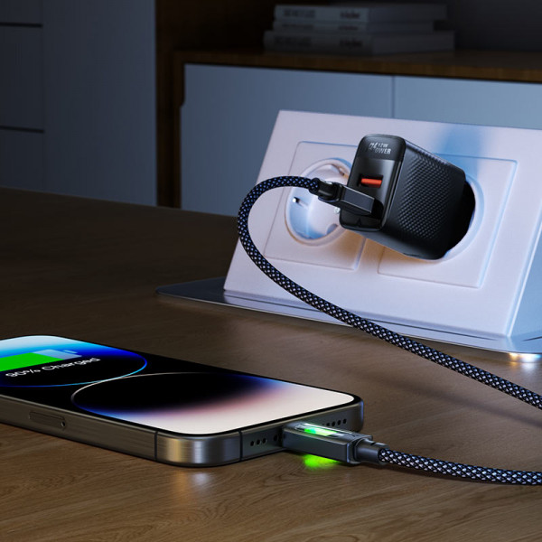Кабель ACEFAST C21-04 USB-A to USB-C fantasy color series braided Charging data cable Black (6974316284673)