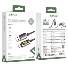 Кабель ACEFAST C21-04 USB-A to USB-C fantasy color series braided Charging data cable Black (6974316284673)