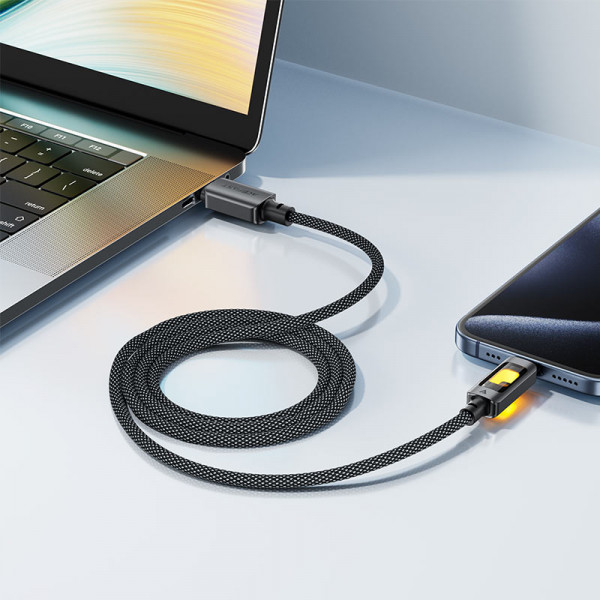 Кабель ACEFAST C21-04 USB-A to USB-C fantasy color series braided Charging data cable Black (6974316284673)