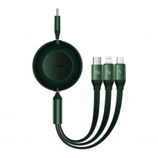 Кабель Baseus Bright Mirror 2 Series Retractable 3-in-1 Fast Charging Data Cable Type-C to M+L+C 100W 1.1m Green