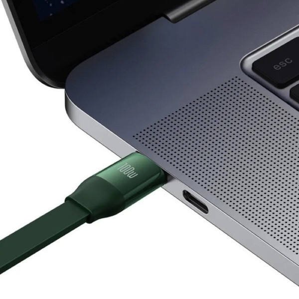 Кабель Baseus Bright Mirror 2 Series Retractable 3-in-1 Fast Charging Data Cable Type-C to M+L+C 100W 1.1m Green