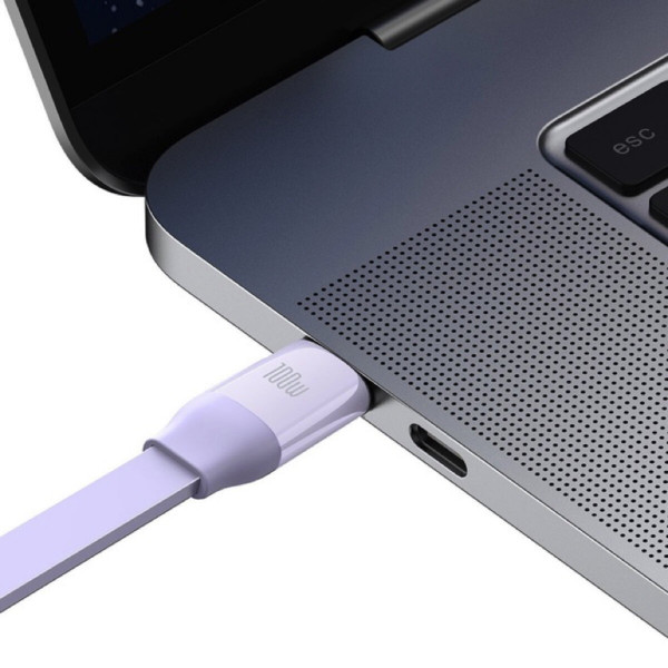 Кабель Baseus Bright Mirror 2 Series Retractable 3-in-1 Fast Charging Data Cable Type-C to M+L+C 100W 1.1m Purple
