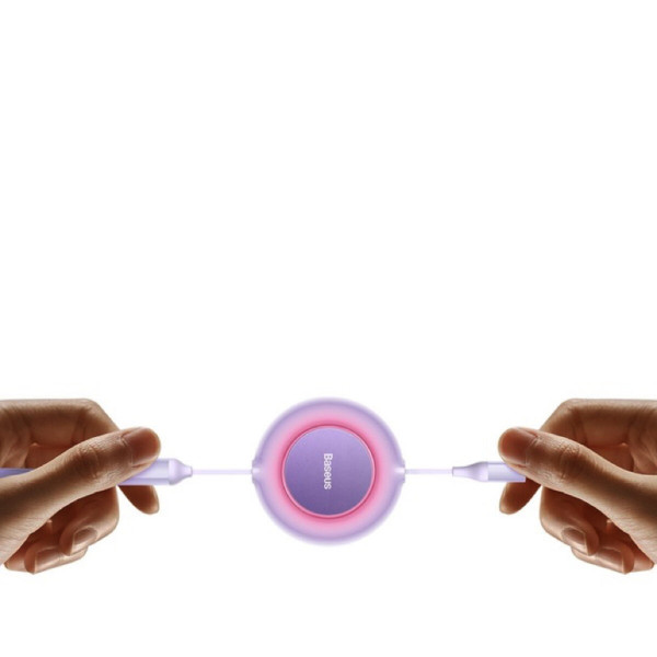 Кабель Baseus Bright Mirror 2 Series Retractable 3-in-1 Fast Charging Data Cable Type-C to M+L+C 100W 1.1m Purple