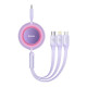 Кабель Baseus Bright Mirror 2 Series Retractable 3-in-1 Fast Charging Data Cable Type-C to M+L+C 100W 1.1m Purple
