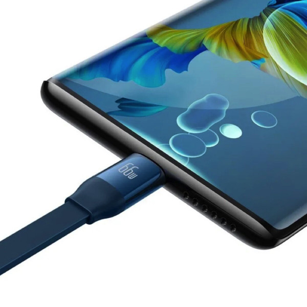 Кабель Baseus Bright Mirror 2 Series Retractable 3-in-1 Fast Charging Data Cable USB to M+L+C 66W 1.1m Blue