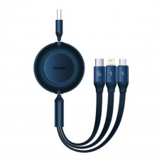 Кабель Baseus Bright Mirror 2 Series Retractable 3-in-1 Fast Charging Data Cable USB to M+L+C 66W 1.1m Blue